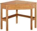 Ellen Bamboo Wood Small Corner Desk with Storage Drawer and Shelf – Compact Computer Table for Home Office Bedroom or Study Bamboo Natural Finish