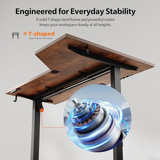 Agilestic Electric Standing Desk Height Adjustable Desk 48 x 28 Inch Sit Stand up for Work Office Home L Shaped Ergonomic Rising Computer Table with Memory Preset Rustic Brown