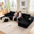 Cloud Modular Sectional Sofa for Living Room 134x69.7 Oversized U-Shaped Couch with 9 Pillows Big Comfy Couches Set Fluffy Deep-Seat Corduroy Sofa with Left &amp Right Chaise No Assembly (Black)