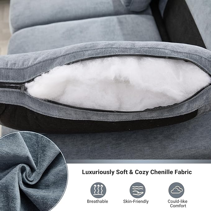 Tbfit 84 L-Shaped Sectional Sofa Comfy Upholstered Couch with Chaise Modern Fabric Living Room Furniture for Home Office Gray