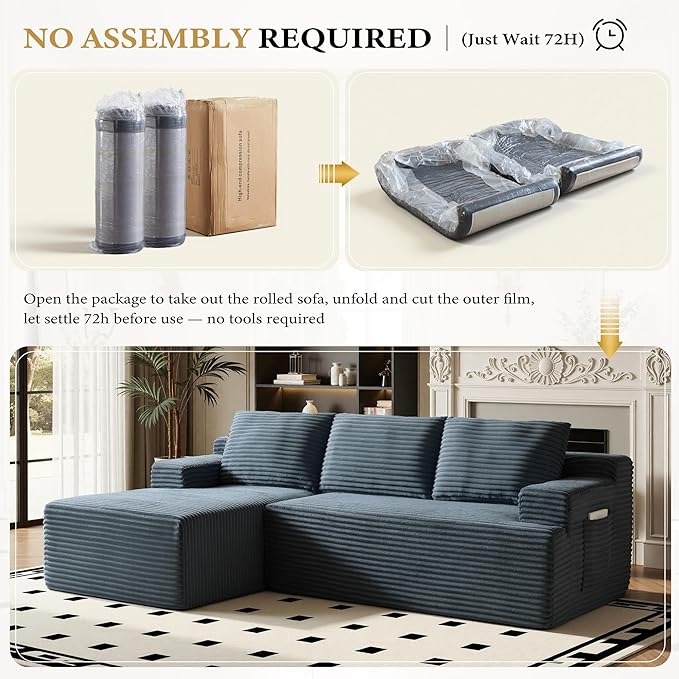 96 Sectional Couches for Living Room Cloud Couch Sofa with L-Shape Upholstered Boneless Couchs Modern Modular Sectional Couch with Chaise (Dark Grey 96 W+Left Facing Chaise+2Seaters)