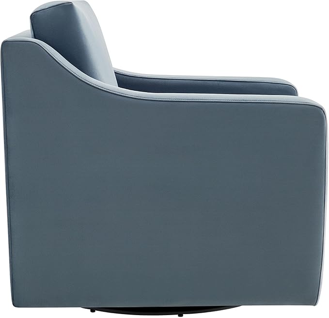 Modway Liora Performance Velvet Swivel Accent Chair in Cadet Blue Comfortable Stain-Resistant Velvet Armchair with Curved Armrests for Living Room Bedroom Reading Nook