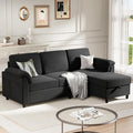 Meilocar Sectional Sofa Couch for Living Room 79 Sectional Couches with Ottoman L Shaped Couch with Armrests Side Storage Pockage 3-Seat Sofa Couches for Apartment Black