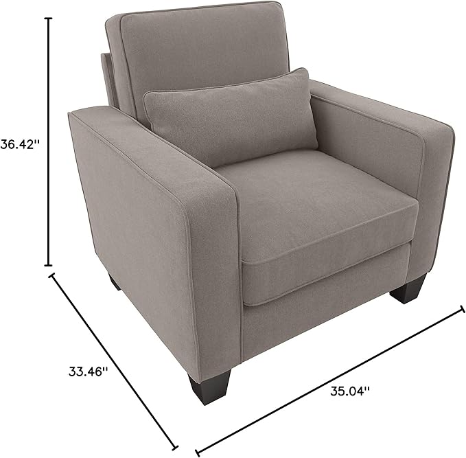 Bush Home Accent Chair with Arms Modern Armchair with Pet-Friendly Fabric Upholstery Living Room Stockton Collection Beige Herringbone