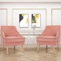 Giantex Set of 2 Velvet Accent Chairs Mid Century Single Sofa Chair w/Rubber Wood Legs Comfy Slipper Chair Upholstered Armless Leisure Side Chair for Living Room Bedroom Meeting Room Pink