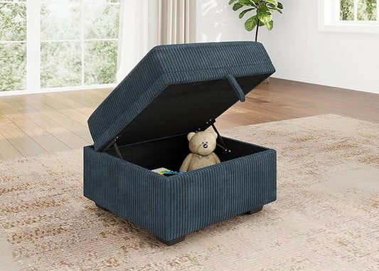 HONBAY Square Ottoman Module for Modular Sectional Sleeper Sofa Storage Ottoman Footrest and Seat Cube Velvet Blue