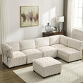 121 Inch Cloud Modular Sectional Sofa Oversized U Shaped Modular Couch with Reversible Chaise 6 Seat Comfy Convertible Sectional Sofa with Ottoman for Living Room Beige
