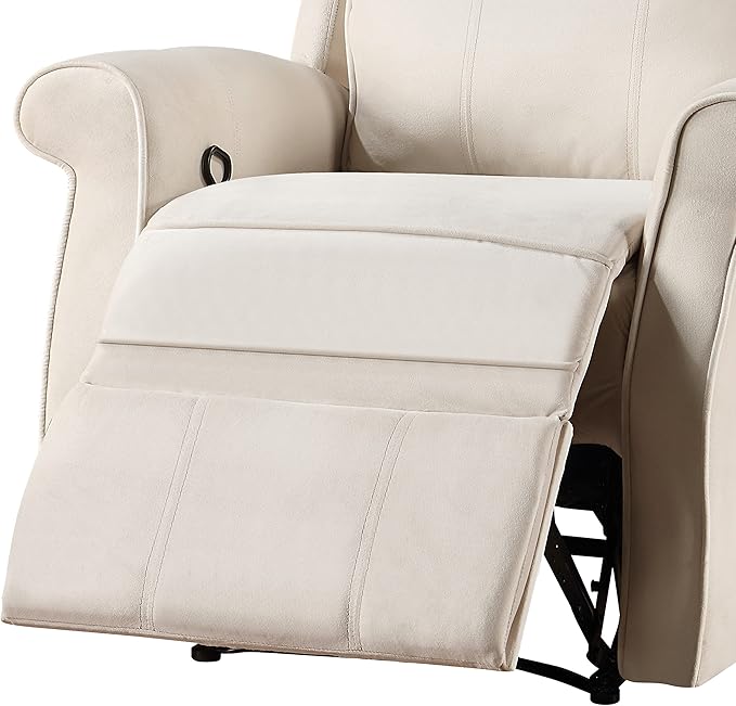 Generic Oversize Modern Upholstered Lounge Single Sofa Manul Recliner Chair with Soft Durable Fabric and Overstuffed Armrests with Tall Neck Support for Living Room Beige