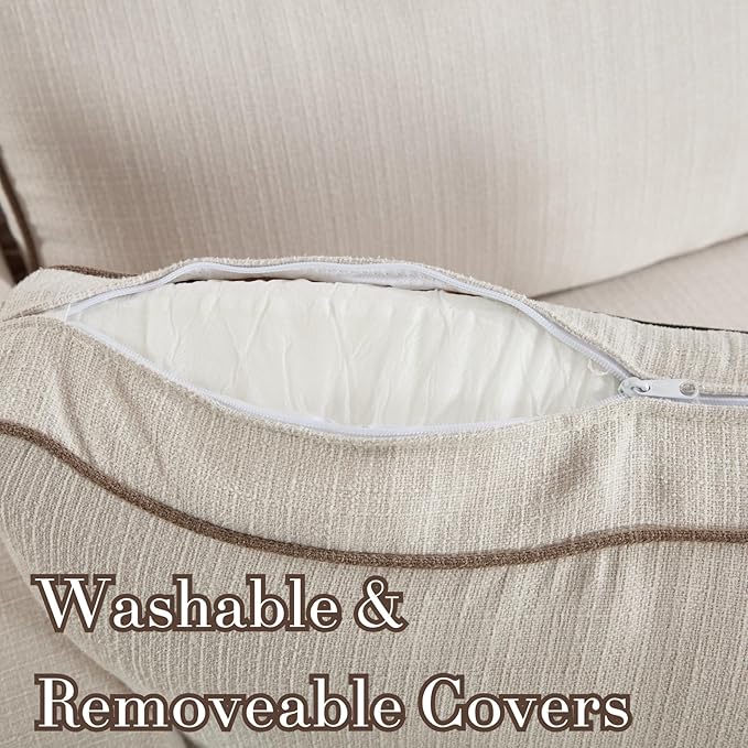 3 Seats Modular Sectional Sofa Couch 98 Modern White Linen Fabric Cloud Couches with Skirts &amp Washable Covers Oversized Upholstered Accent Sofa Couch with Deep Seat &amp Pillow for Living Room
