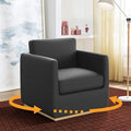 Sunny Heart Swivel Accent Chair Velvet Swivel Barrel ChairClub Chair with Wood Base Modern Upholstered Armchair Cozy Chairs for Living Room Bedroom Reading Leather-Black