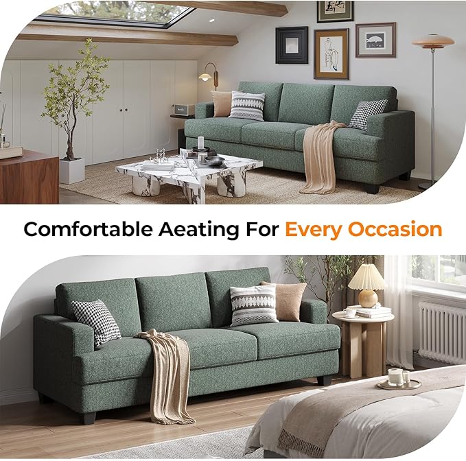 Fadware Sofa Couch 3 Seater Sofa with Suppleness Armrests Fabric Deep Seat Sofa with Upholstered Cushion&amp Backrests Modern Comfy Couch for Living Room Apartment