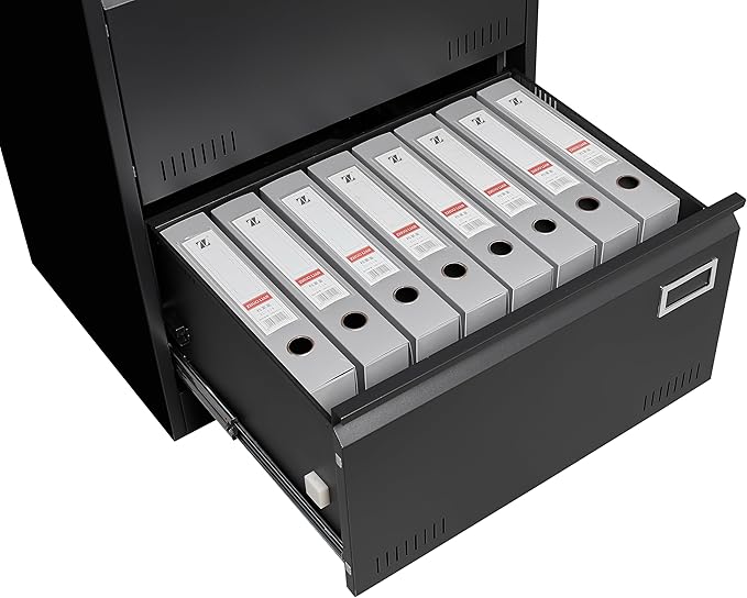 File Cabinet 2 Drawer Metal Filing Cabinet with Lock Office Lateral Filing Cabinets for Letter/Legal/F4/A4 Size File Cabinets for Home Office Black