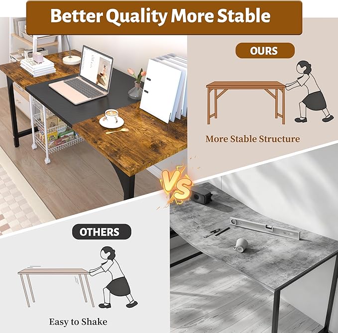 AZN Office Desk Office Desk 55'' Carbon Fiber Desktop Computer Desk 24'' Wide Computer Desk w/Large Legroom Home Office Desks for Work Writing Study Gaming Waterproof &amp Scratch-Resistant