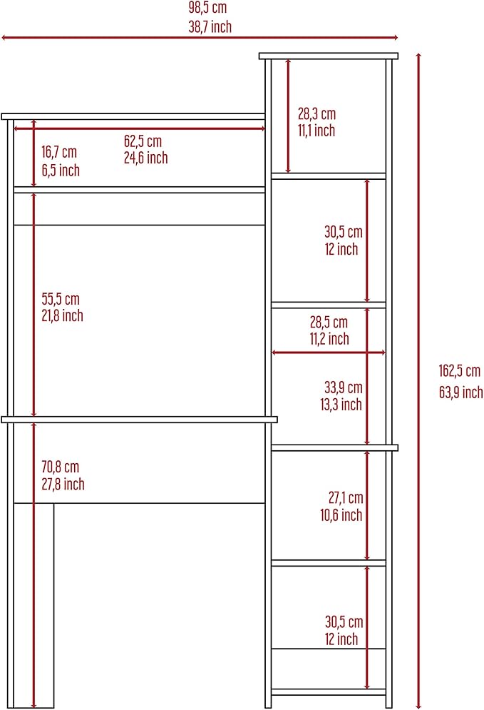 Home Office Desk Writintg Desk Two Superior Shelves Five Cubbies -Light Oak