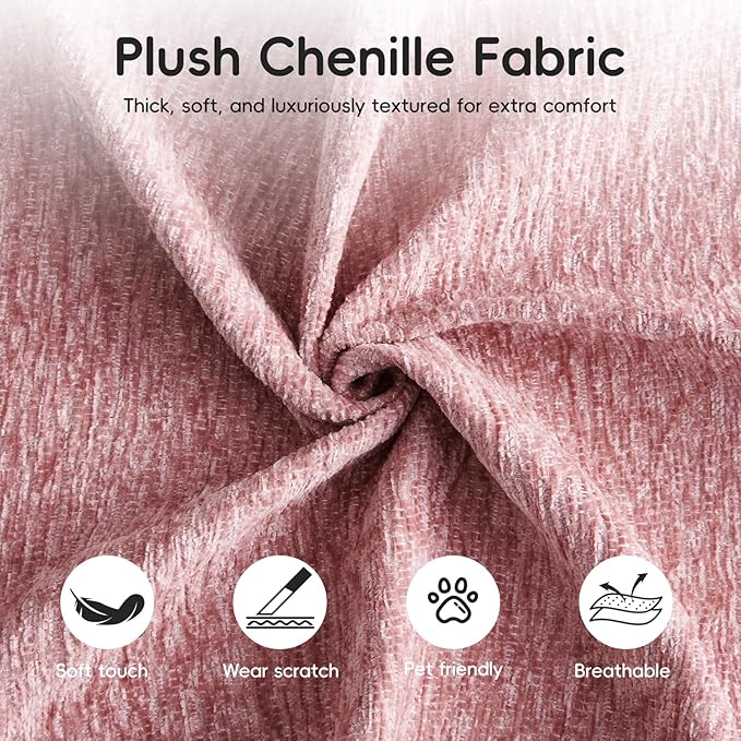 5-in-1 Convertible Folding Sofa Bed 79 Queen Chenille Boneless Couch with Removable Armrests No Assembly Loveseat Sleeper Sofa Modular Futon Couch for Living Room &amp Bedroom (Pink)