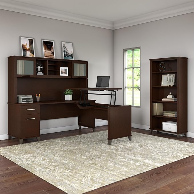 Bush Home 72-inch Home Office Desk with Drawers Large Computer Table for Personal Workspace Somerset Collection Mocha Cherry