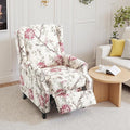 Pushback Recliner Chair Floral Fabric Wingback Recliner Chair Upholstered Rivet Trim Armchair Push Back Recliner Accent Chair for Living Room Small Spaces Plants Floral