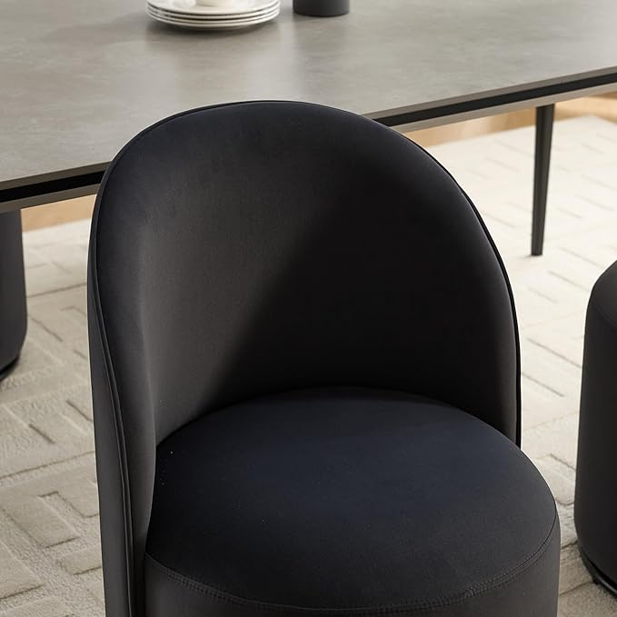 KEIKI Upholstered Swivel Barrel Chair Mid-Century Modern Velvet Accent Armchair for Living Room Bedroom Makeup Vanity 360° Rotating Sofa Chair Dark Gray