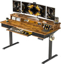55x24 Inches Electric Standing Desk with Keyboard Tray Height Adjustable Stand up Desk with 2 Drawers Ergonomic Sit to Stand Desk with Storage Monitor Stand Computer Table Rustic Brown