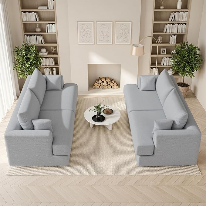 84” Loveseat Sofa Set of 2 Boneless Modular Sofa Couches for Living Room Cloud Couch with Deep SeatEasy Assembly for Small SpacesGreen