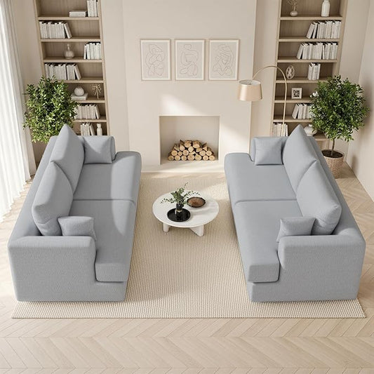 84” Loveseat Sofa Set of 2 Boneless Modular Sofa Couches for Living Room Cloud Couch with Deep SeatEasy Assembly for Small SpacesGreen