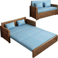 59 Convertible Sofa SleeperBlue Soft Cushion sectional Sleeper Couch with Reversible Chaisesolidwood Bed 3 in 1 Pull Out CouchWalnut Color Sofa for livingroomApartmentBedroomOffice