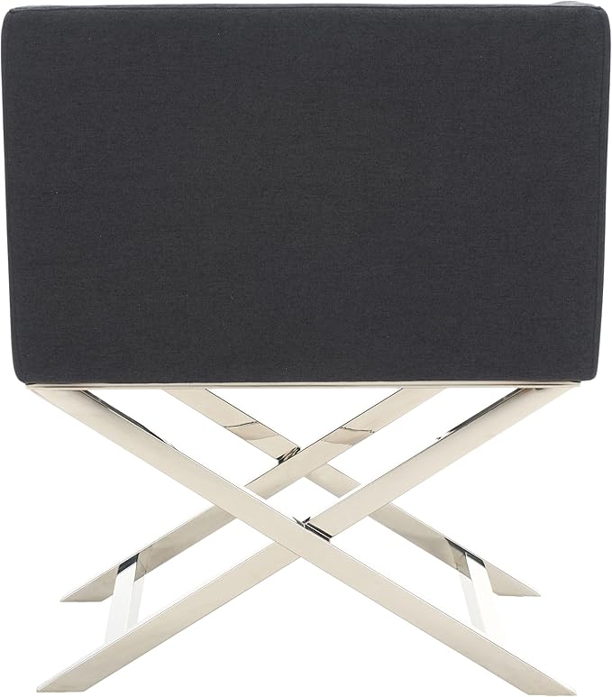 Safavieh Home Collection Celine Navy and Chrome Modern Glam Cross Leg Chair