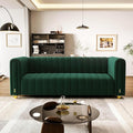 81.3'' Green Velvet Modern Mid Century Deep Seat Sofa Oversized 3-Seater Loveseat Comfy Couch for Living Room and Apartment Furniture