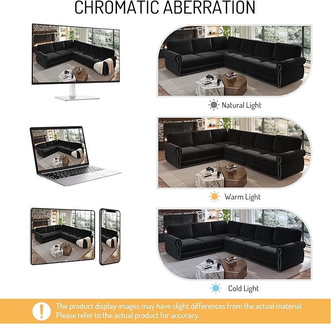 118 Sleeper Sofa Bed Sectional Couches for Living Room/Apartment Chenille L Shaped Couch with Pull Out Couch Bed Convertible Sectional Sofa with Rolled Arm &amp Nailhead Trim Black