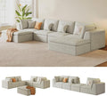 138 Modular Sectional Sofa with Deep SeatOversized U-Shaped Cloud Couch for Living Room 4-Seater with 2 Ottomans Boneless Memory Foam Teddy Fleece SofaNo Tools Assembly Required(Beige2 Ottomans)