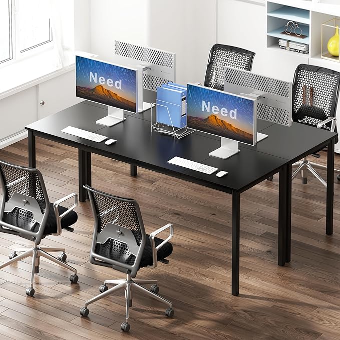 Need 70.8 Inch Executive Office Desk Large Stylish Computer Desk Simple Study Writing Desk Workstation Business Furniture for Home Office Black