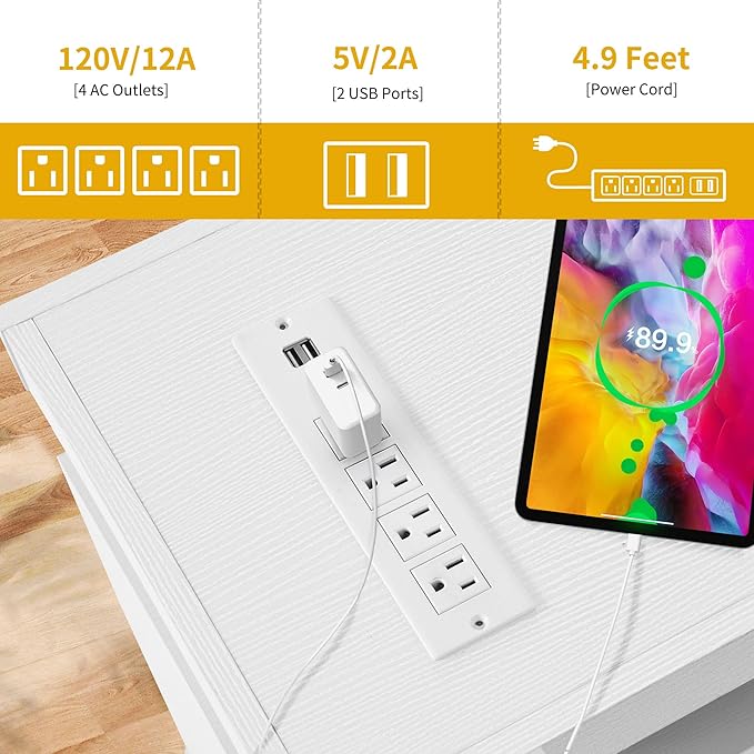 DWVO White Modern TV Stand with LED Lights and Power Outlet Modern Entertainment Center for 55/60/65 Inch Media Console Table TV Cabinet with Storage Universal TV Stand for Living RoomWhite