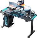 Gaming Standing Desk with LED Lights &amp Host Shelf 55 x 24 Gaming Table with Music Sensing APP Control Underdesk Cable Storage Electric Standing Desk Black Carbon Fiber PC Table for Home Offic