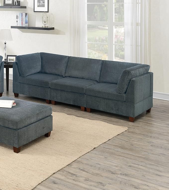 1pc Grey Chenille Fabric Modular Armless Chair - Modern Living Room Furniture