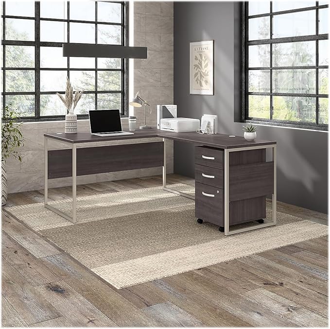Bush Business Furniture Hybrid 60W x 30D Computer Table Desk with Metal Legs in Storm Gray