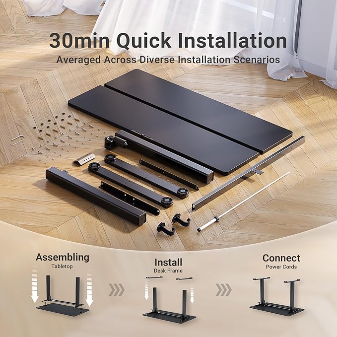 Claiks Electric Standing Desk 40x24 Inches Adjustable Height Workstation Sit Stand Home Office Desk with Splice Board Black