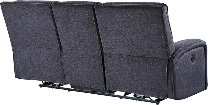 Steve Silver Furniture Lovell Upholstered Power Reclining Sofa Zero Wallhugger w/USB-Charging Port Charcoal Plush and Space-Saving Design Living Room Home Theater 42 D x 87 W x 42 H Grey