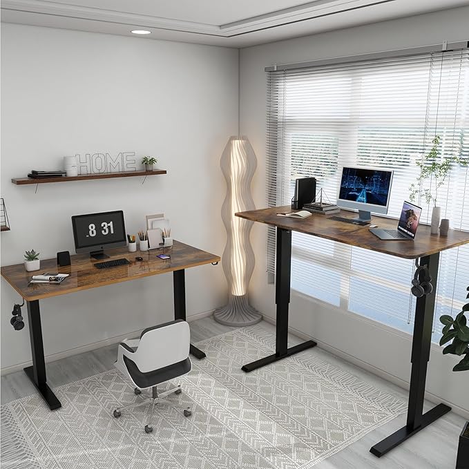 Whole Piece Manual Standing Desk Adjustable Height with Lockable Casters- Hand Crank Stand up Desk with Wheels Mobile Sit to Stand Workstation with Handle