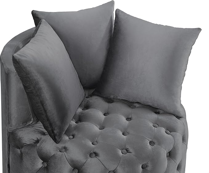 GDFStudio Upholstered Tufted Accent Chair Contemporary Velvet Leisure Chair with Curved Back and Integrated Arms Modern Round Accent Chair for Living Room Dark Gray