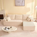 107 Boneless Couch with Deep Seat Set of Modular Sectional Sofa Cloud Sectional Couch for Living Room No Assembly Required Corduroy L-Shape Right White