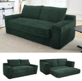 GNIXUU Corduroy Cloud Loveseat Sofa 2 in 1 Convertible Sleeper Sofa with Fixed-Shape Frame Comfy Folding Boneless Love Seat Couches for Living Room Apartment Small Spaces Green