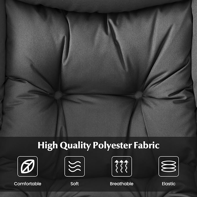 GOFLAME Lazy Chair with Ottoman Modern Large Accent Chair with Folding Footrest Head Pillow Armrests and Side Storage Pocket Upholstered Reading Chair for Living Room Bedroom Office Grey