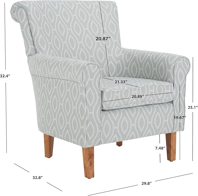 SAFAVIEH Home Collection Hazina Light Blue Geometric Ogee Club Chair