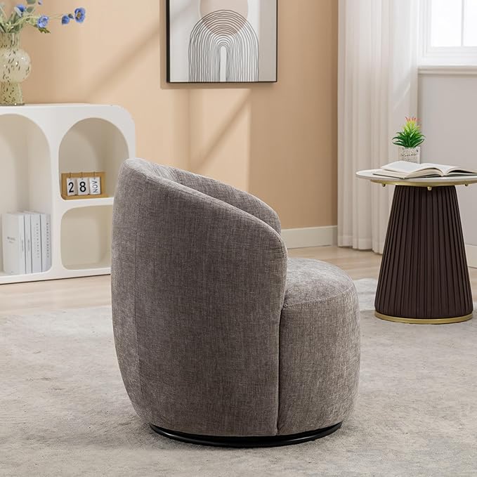 Ball &amp Cast Modern Swivel Accent ChairChenille Upholstered ArmchairSmall Single Sofa with Semi-Circular Backrest for Living Room Bedroom Home OfficeGray