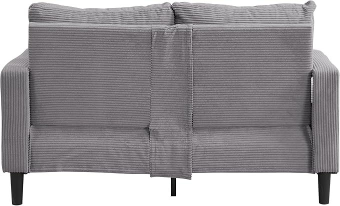 Corduroy Loveseat Sofa 2-Seater with Metal Legs Modern 57'' Compact Couch for Small SpacesMini Couches for Living Room/Apartment/Dorm/OfficeSettee (Corduroy Light Gray)