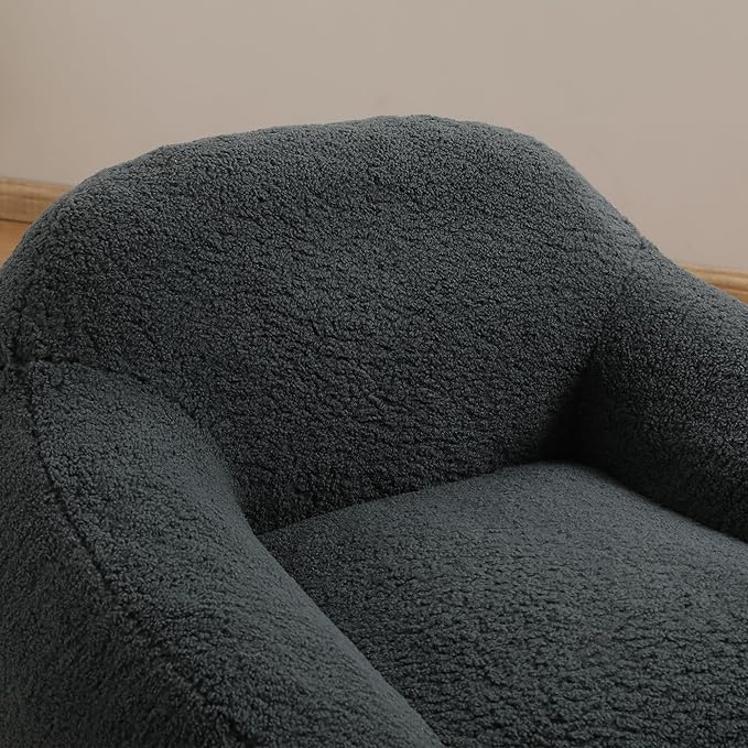 39 Single Armchair Sofa - Comfy Memory Foam &amp Soft Faux Fur | Modern Minimalist Design with Ergonomic Armrest for Living Room TV WatchingReadingDark Gray