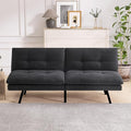 Convertible Futon Sofa BedMemory Foam Linen Fabric Futon Couch with Adjustable BackrestFolding Loveseat Sleeper Recliner for for Living RoomOfficeApartmentDeep Black