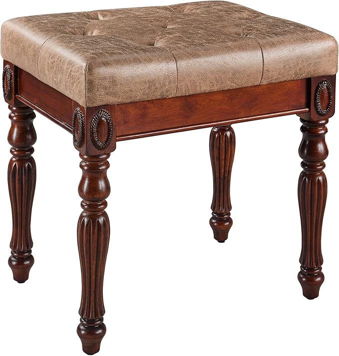Makeup Vanity Desk Set with Flip Top Mirror 31.5 Wooden Vanity Table with Mirror Dressing Table with 2 Drawers &amp 7 Compartments Writing Desk with Padded Stool for Bedroom Cherry+Light Brown