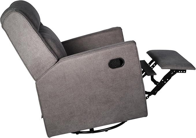 Flash Furniture Cash Swivel Glider Rocking Recliner Manual Recliner with 360 Degree Swivel for Living Room Bedroom or Nursery Fabric Upholstered Dark Gray