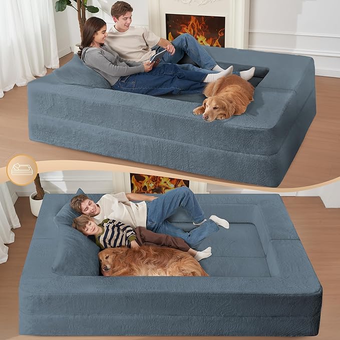 Futon Sofa Bed with Pillow 3-in-1 Sleeper Sofa Bed with Removable Cover Convertible Floor Sofa Bed No Assembly Boneless Couch for Living Room Bedroom